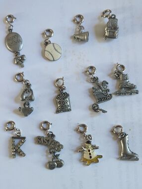 Vintage Silver Kids Charm It Charms- Assorted Sports & Holiday Icons
